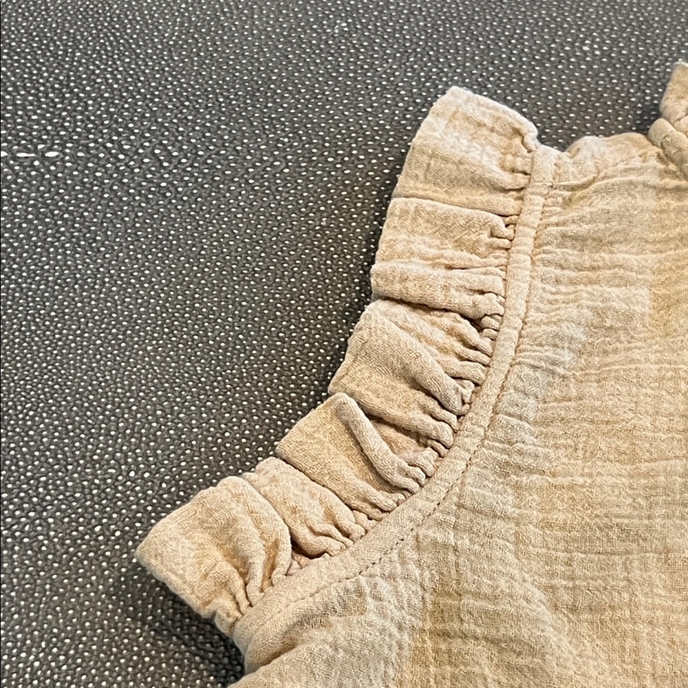 Adorable Ruffled Beige Kids Thelma Blouse - Picture 2 of 4